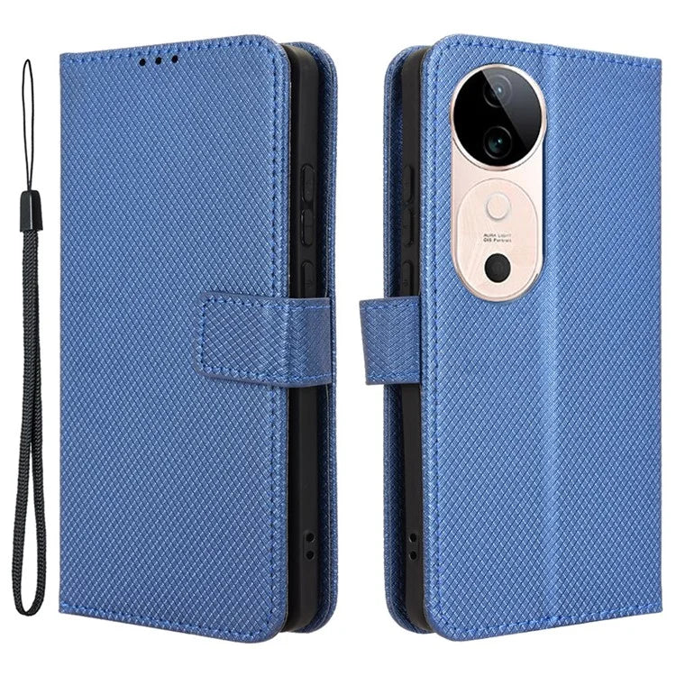 For vivo S19 5G Case PU Leather Diamond Texture Protective Phone Cover