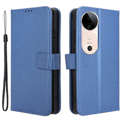 For vivo S19 5G Case PU Leather Diamond Texture Protective Phone Cover