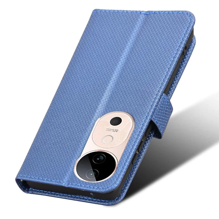 For vivo S19 5G Case PU Leather Diamond Texture Protective Phone Cover