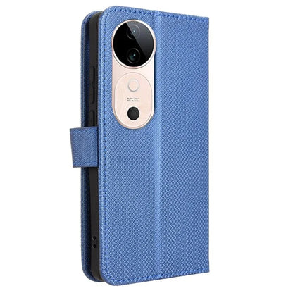 For vivo S19 5G Case PU Leather Diamond Texture Protective Phone Cover