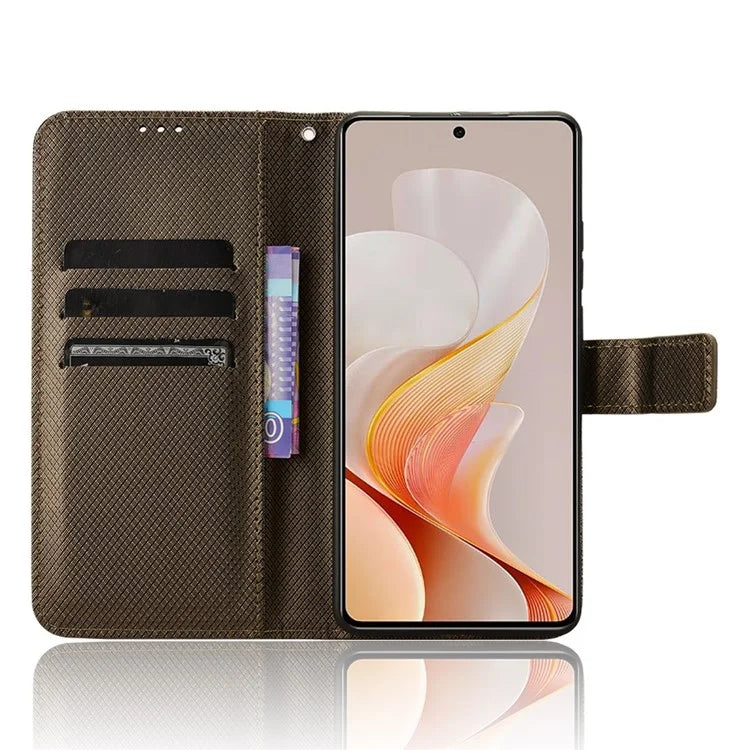 For vivo S19 5G Case PU Leather Diamond Texture Protective Phone Cover