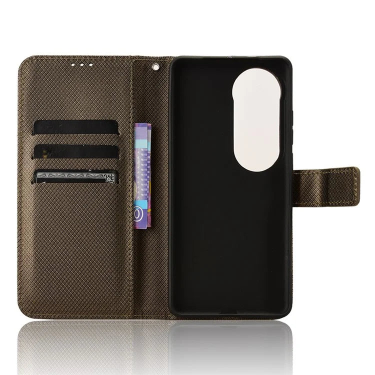 For vivo S19 5G Case PU Leather Diamond Texture Protective Phone Cover