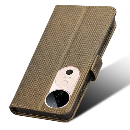 For vivo S19 5G Case PU Leather Diamond Texture Protective Phone Cover