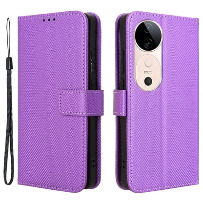 For vivo S19 5G Case PU Leather Diamond Texture Protective Phone Cover