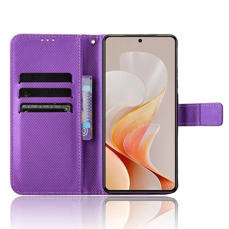 For vivo S19 5G Case PU Leather Diamond Texture Protective Phone Cover