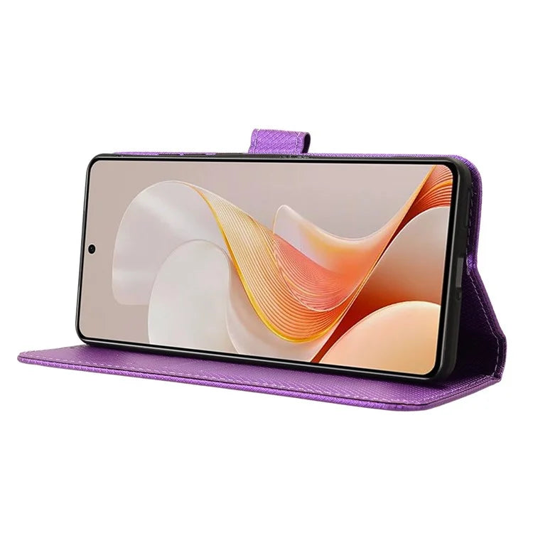 For vivo S19 5G Case PU Leather Diamond Texture Protective Phone Cover