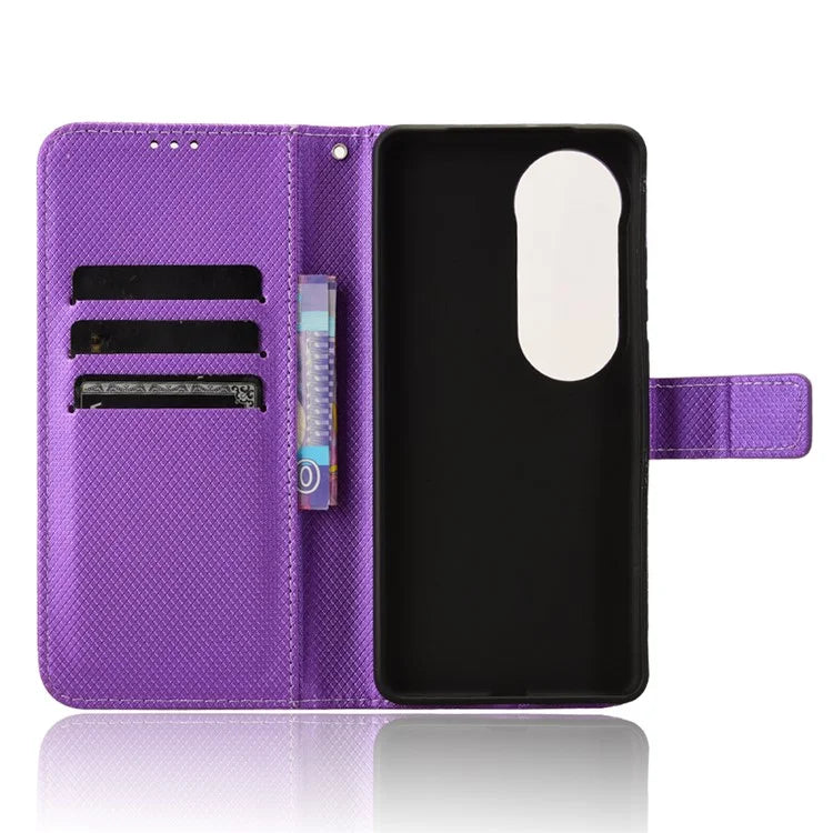 For vivo S19 5G Case PU Leather Diamond Texture Protective Phone Cover