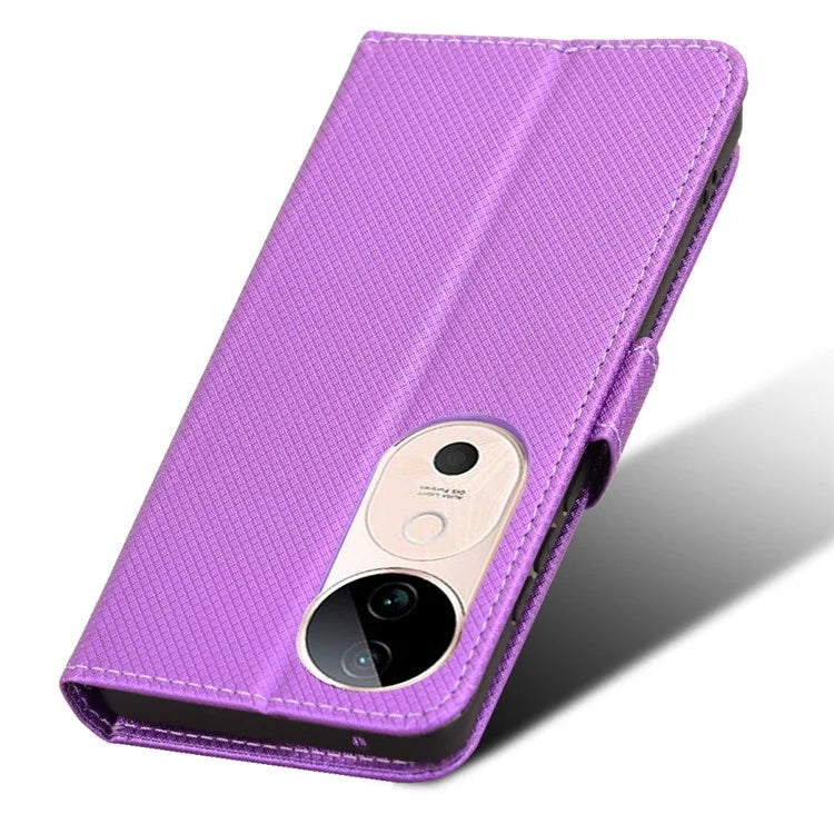 For vivo S19 5G Case PU Leather Diamond Texture Protective Phone Cover