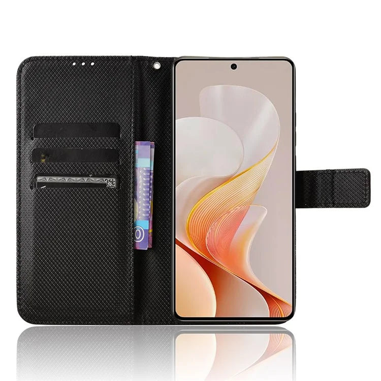 For vivo S19 5G Case PU Leather Diamond Texture Protective Phone Cover