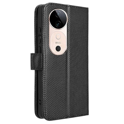 For vivo S19 5G Case PU Leather Diamond Texture Protective Phone Cover
