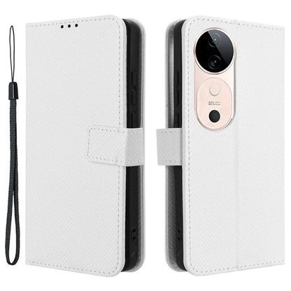 For vivo S19 5G Case PU Leather Diamond Texture Protective Phone Cover