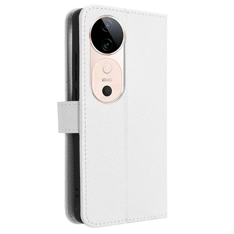 For vivo S19 5G Case PU Leather Diamond Texture Protective Phone Cover