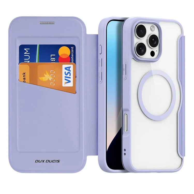 DUX DUCIS Skin X Pro for iPhone 16 Pro Leather Case Compatible with MagSafe Card Holder Phone Cover