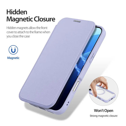 DUX DUCIS Skin X Pro for iPhone 16 Pro Leather Case Compatible with MagSafe Card Holder Phone Cover