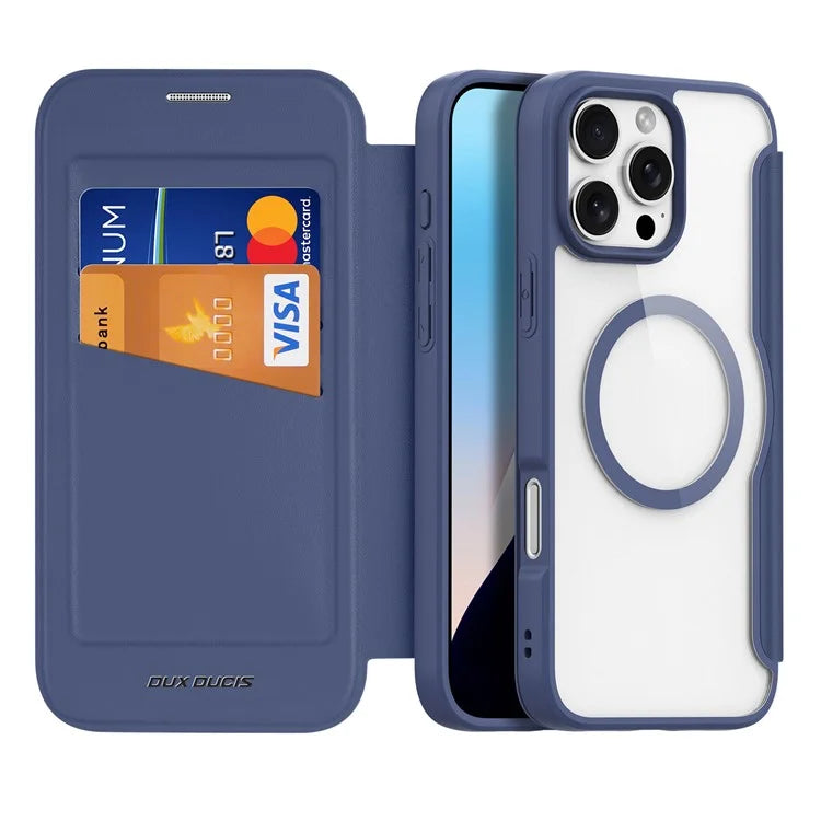 DUX DUCIS Skin X Pro for iPhone 16 Pro Leather Case Compatible with MagSafe Card Holder Phone Cover