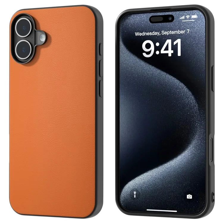 For iPhone 16 Plus Case Anti-Drop PU Leather Coated TPU+PC Phone Cover