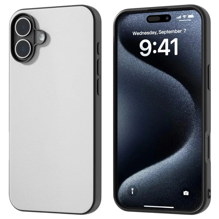 For iPhone 16 Plus Case Anti-Drop PU Leather Coated TPU+PC Phone Cover