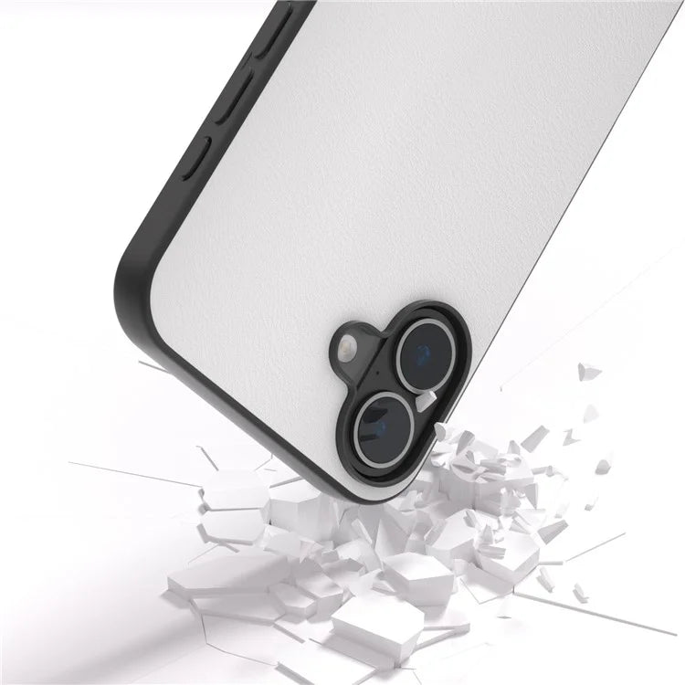 For iPhone 16 Plus Case Anti-Drop PU Leather Coated TPU+PC Phone Cover