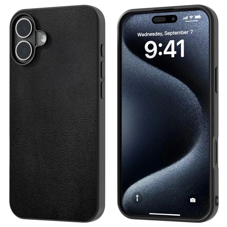 For iPhone 16 Plus Case Anti-Drop PU Leather Coated TPU+PC Phone Cover