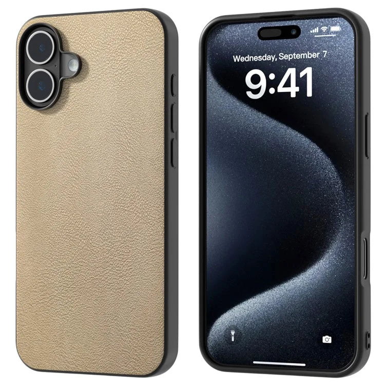 For iPhone 16 Plus Case Anti-Drop PU Leather Coated TPU+PC Phone Cover