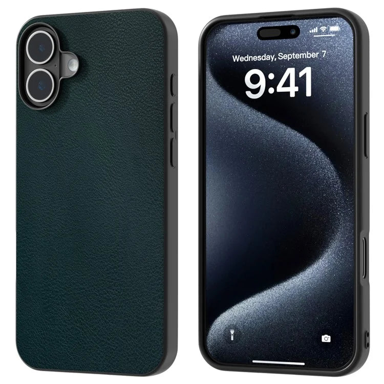 For iPhone 16 Plus Case Anti-Drop PU Leather Coated TPU+PC Phone Cover