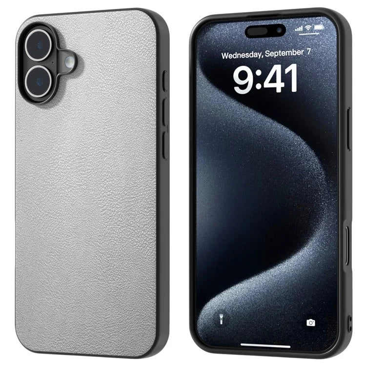 For iPhone 16 Plus Case Anti-Drop PU Leather Coated TPU+PC Phone Cover