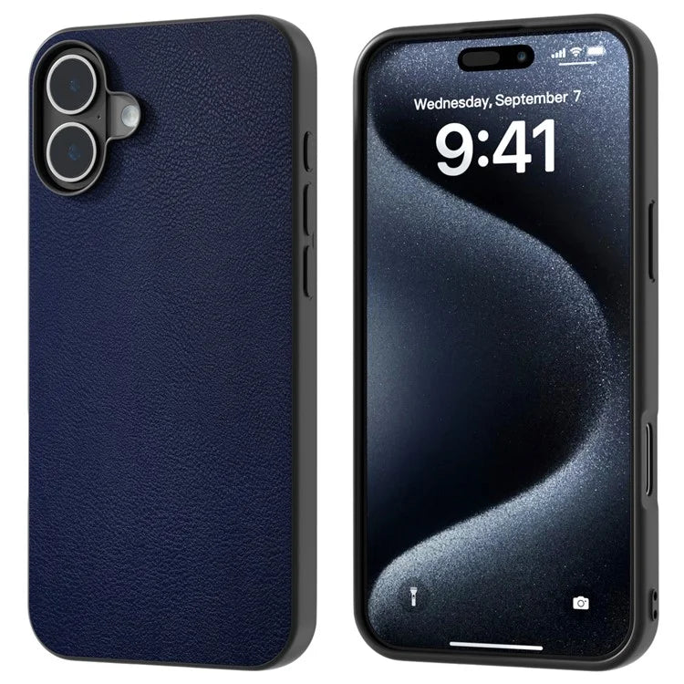 For iPhone 16 Plus Case Anti-Drop PU Leather Coated TPU+PC Phone Cover