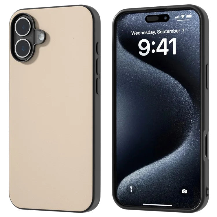 For iPhone 16 Plus Case Anti-Drop PU Leather Coated TPU+PC Phone Cover