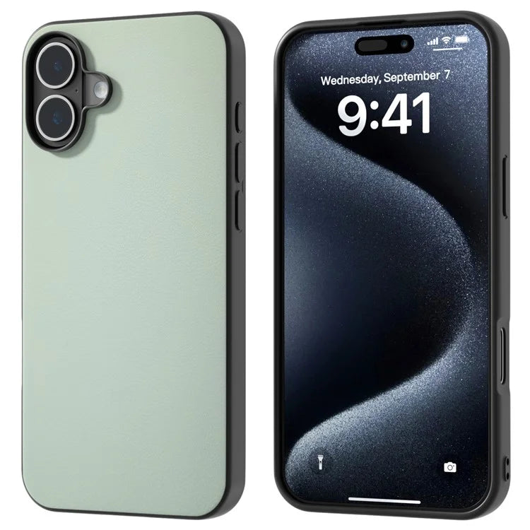 For iPhone 16 Plus Case Anti-Drop PU Leather Coated TPU+PC Phone Cover