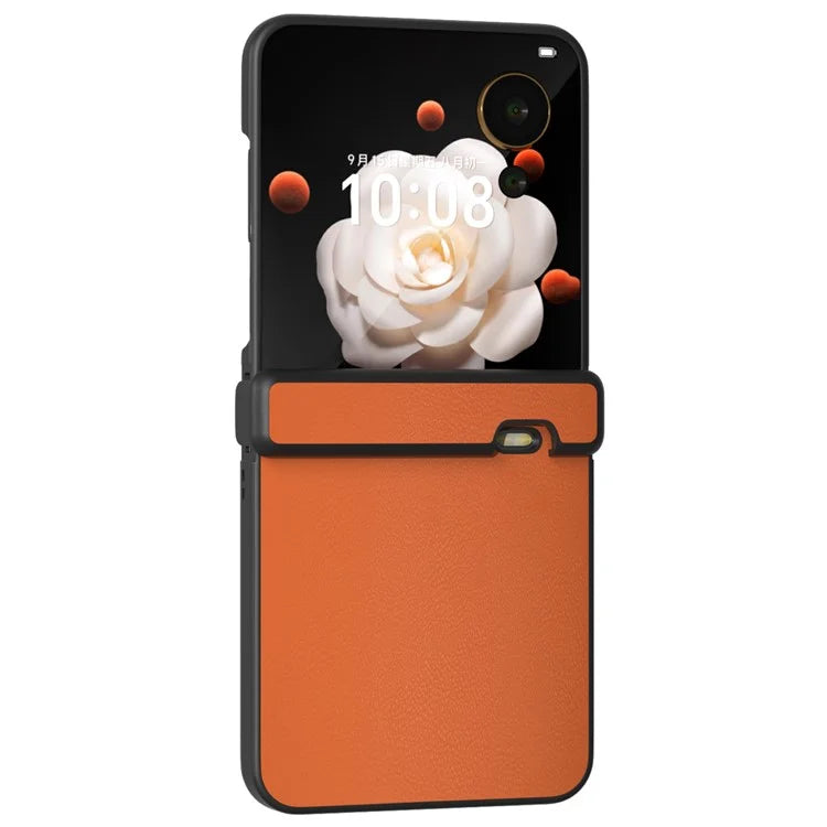 For Honor Magic V Flip 5G Case Hinge Protection PU Leather+PC Phone Cover