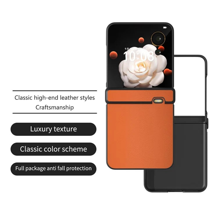 For Honor Magic V Flip 5G Case Hinge Protection PU Leather+PC Phone Cover