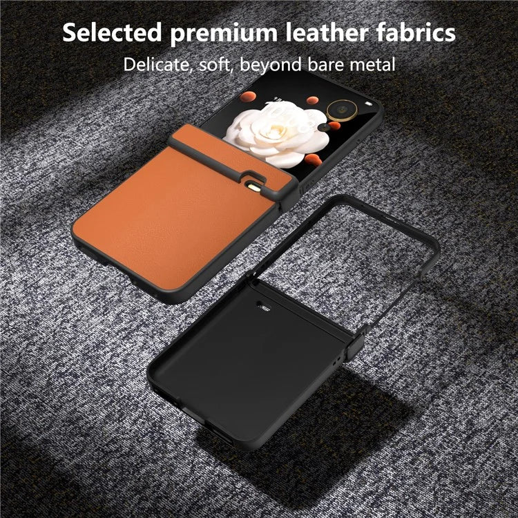 For Honor Magic V Flip 5G Case Hinge Protection PU Leather+PC Phone Cover