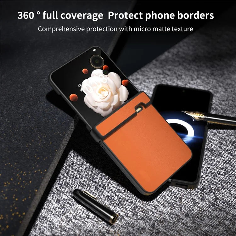 For Honor Magic V Flip 5G Case Hinge Protection PU Leather+PC Phone Cover