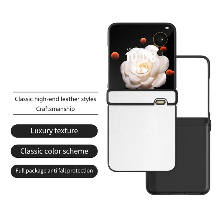 For Honor Magic V Flip 5G Case Hinge Protection PU Leather+PC Phone Cover