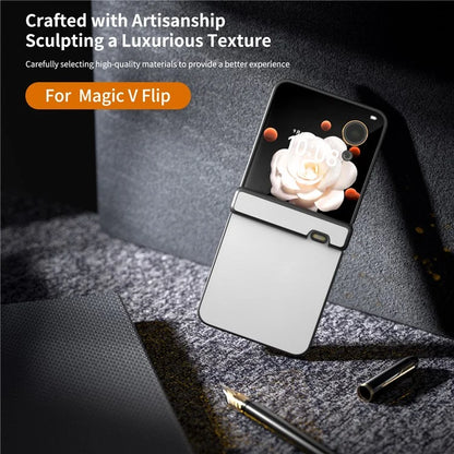 For Honor Magic V Flip 5G Case Hinge Protection PU Leather+PC Phone Cover