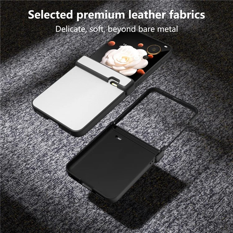 For Honor Magic V Flip 5G Case Hinge Protection PU Leather+PC Phone Cover