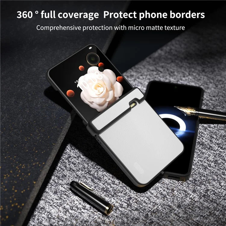 For Honor Magic V Flip 5G Case Hinge Protection PU Leather+PC Phone Cover