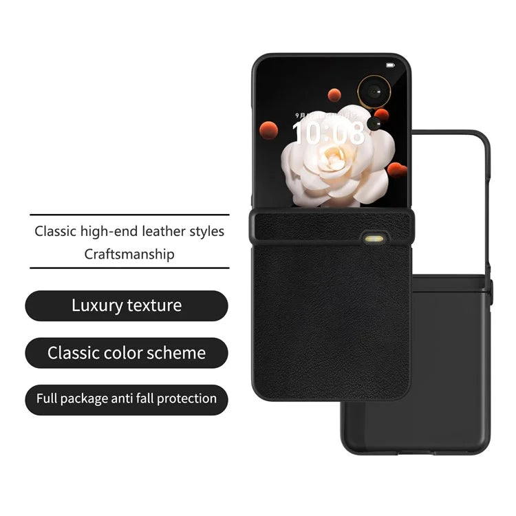 For Honor Magic V Flip 5G Case Hinge Protection PU Leather+PC Phone Cover