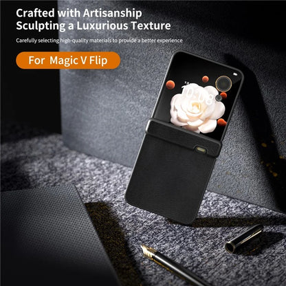 For Honor Magic V Flip 5G Case Hinge Protection PU Leather+PC Phone Cover