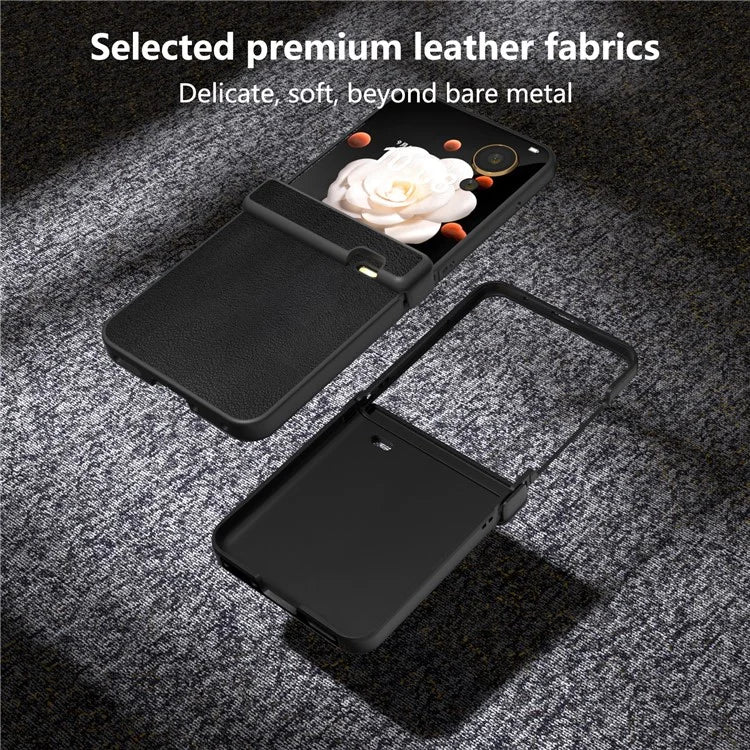 For Honor Magic V Flip 5G Case Hinge Protection PU Leather+PC Phone Cover