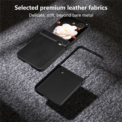 For Honor Magic V Flip 5G Case Hinge Protection PU Leather+PC Phone Cover