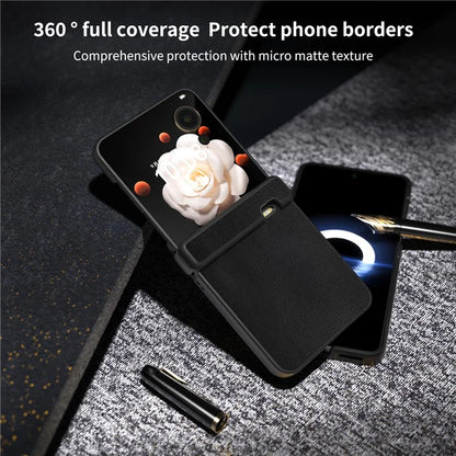 For Honor Magic V Flip 5G Case Hinge Protection PU Leather+PC Phone Cover