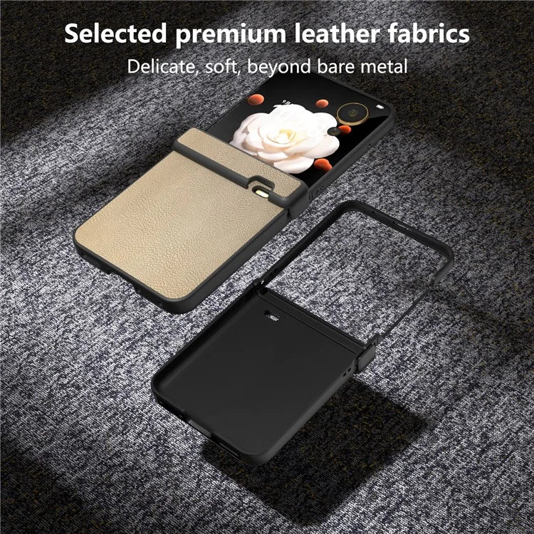 For Honor Magic V Flip 5G Case Hinge Protection PU Leather+PC Phone Cover