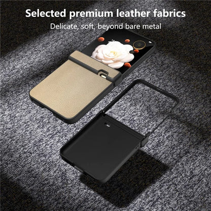 For Honor Magic V Flip 5G Case Hinge Protection PU Leather+PC Phone Cover