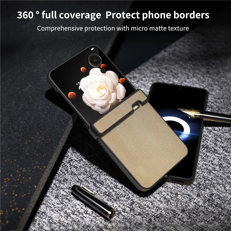 For Honor Magic V Flip 5G Case Hinge Protection PU Leather+PC Phone Cover