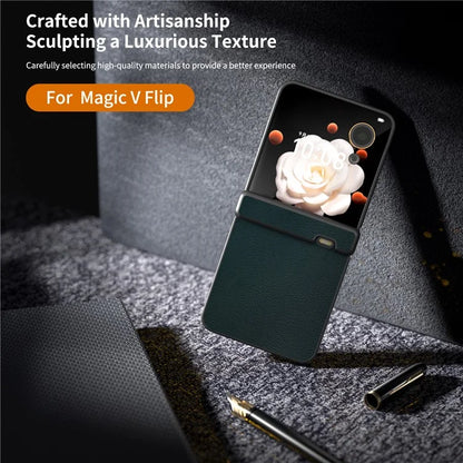 For Honor Magic V Flip 5G Case Hinge Protection PU Leather+PC Phone Cover