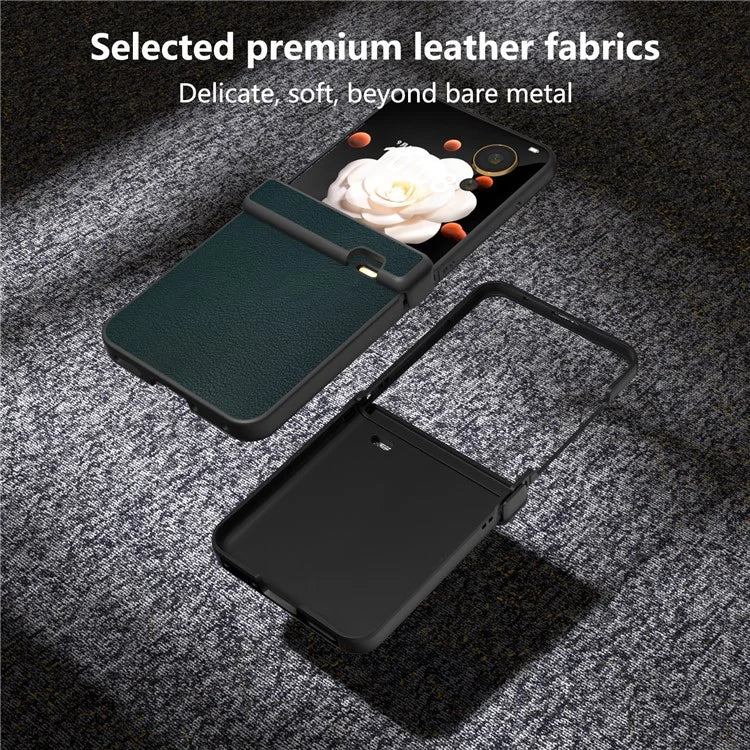 For Honor Magic V Flip 5G Case Hinge Protection PU Leather+PC Phone Cover