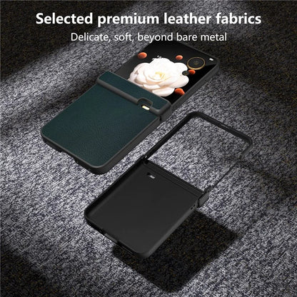 For Honor Magic V Flip 5G Case Hinge Protection PU Leather+PC Phone Cover