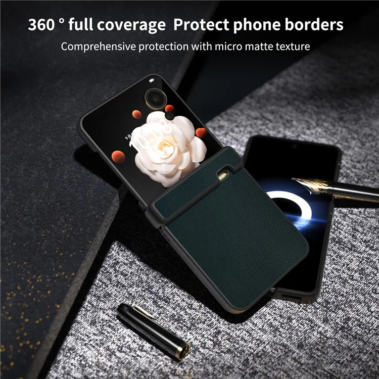 For Honor Magic V Flip 5G Case Hinge Protection PU Leather+PC Phone Cover