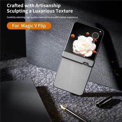 For Honor Magic V Flip 5G Case Hinge Protection PU Leather+PC Phone Cover